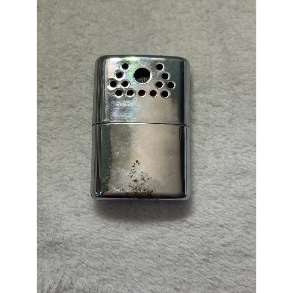 Vintage Jon-e Aladdin Hand Warmer Chrome Pocket Heater Pat 1960 Camping Hunting